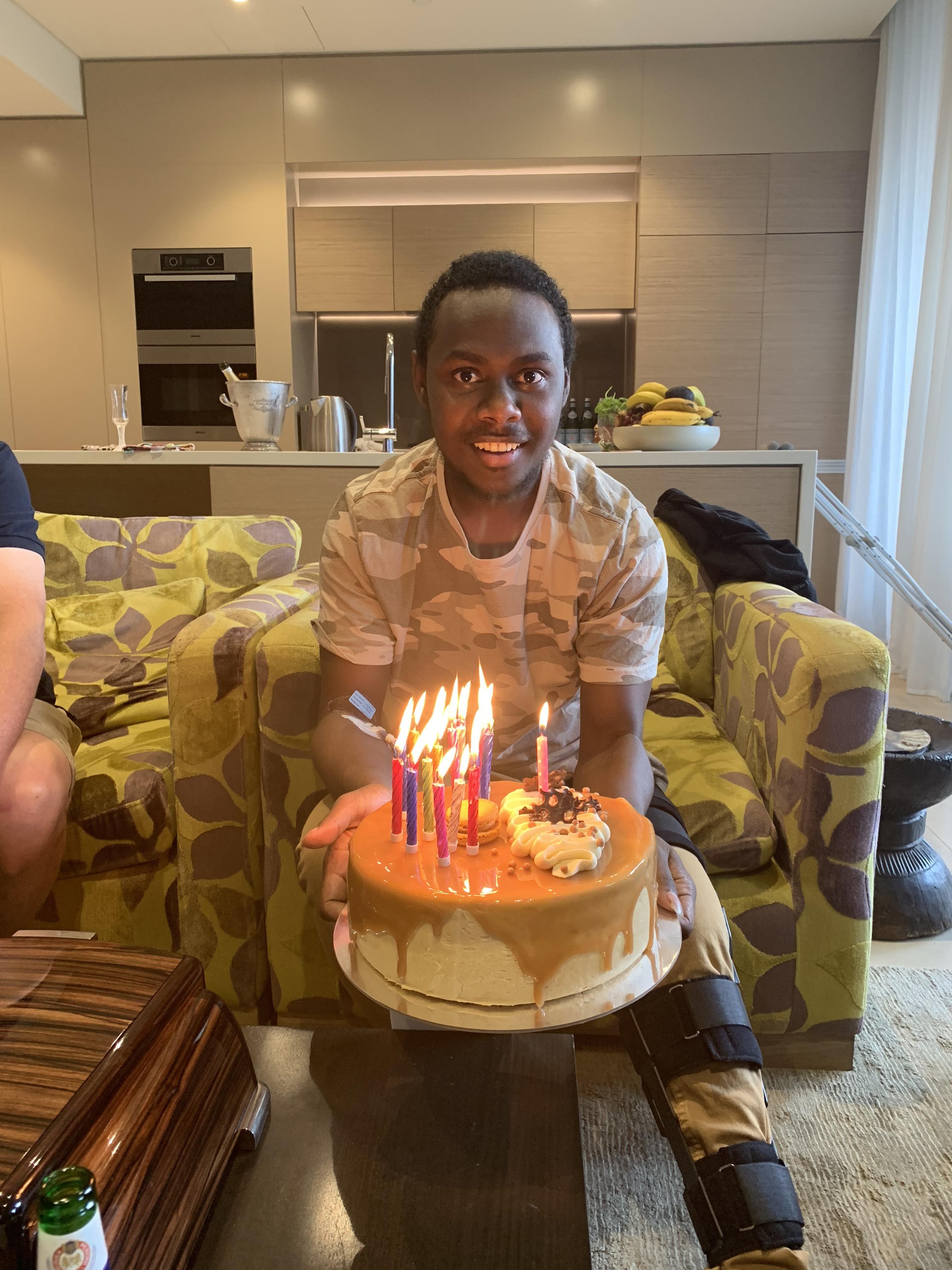 Floyd - Celebrating his 21st birthday in Sydney following knee surgery